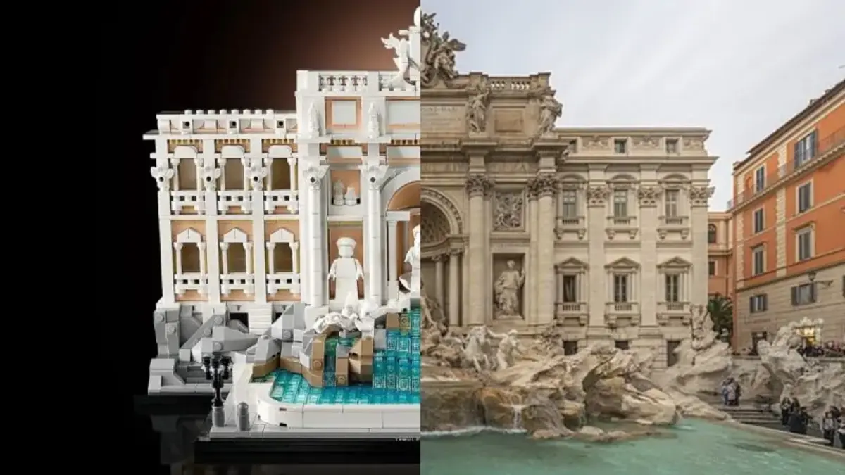 Порівняння фонтану Треві з конструктора LEGO Architecture з його реальним натхненням